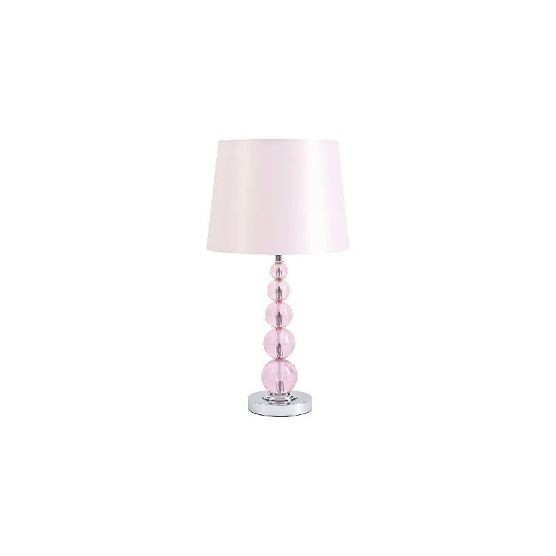 Hardback Shade Table Lamp With Crystal Accents Pink By Benzara