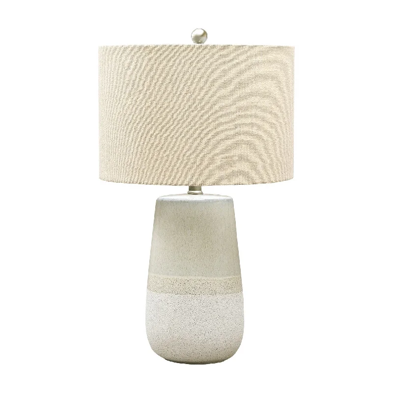 Speckled Ceramic Base Table Lamp With Drum Shade Beige By Benzara