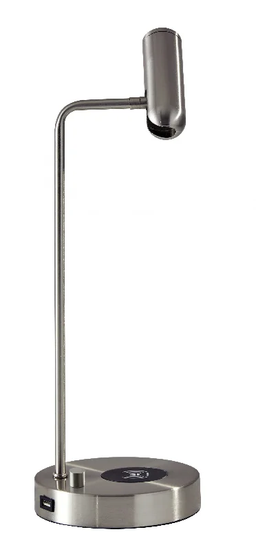 Ultra Sleek Brushed Steel Metal LED Desk Lamp