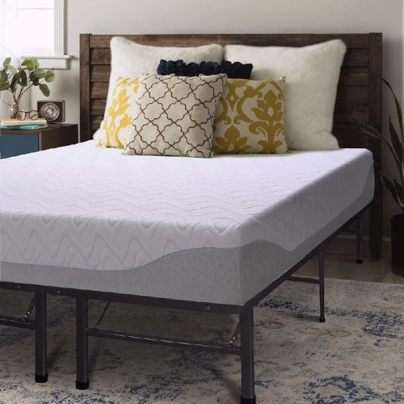 9 Inch Gel Memory Foam Mattress and Steel Bed Frame Set By Crown Comfort