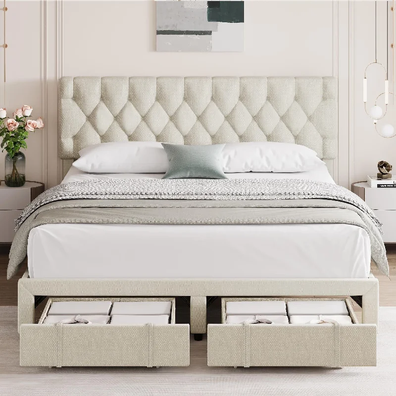 Bed Frame with 2 Storage Drawers