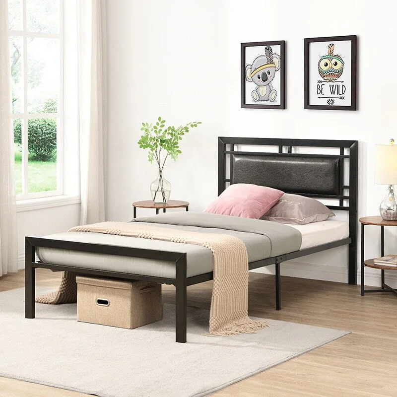 Black Twin SizeContemporary Steel Metal Bed Frame, Sturdy, Noise-Free