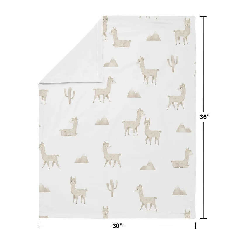 Boho Llama Boy Girl Baby Receiving Security Swaddle Blanket - Neutral Beige Taupe Tan Bohemian Southwest Watercolor Farmhouse