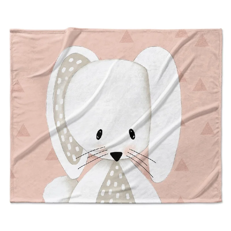 BUNNY 2 TRIANGLE BLUSH Ultra Soft Baby Blanket By Kavka Designs - 40X30