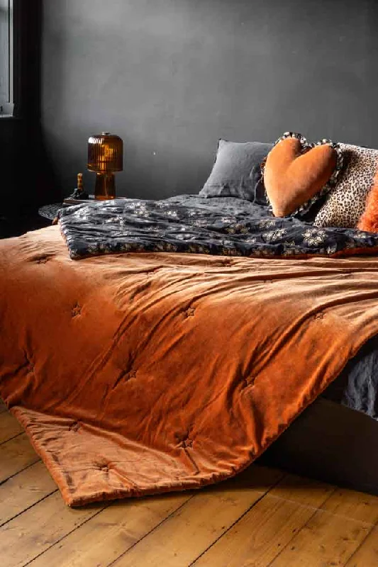 Burnt Orange Reversible Velvet Throw