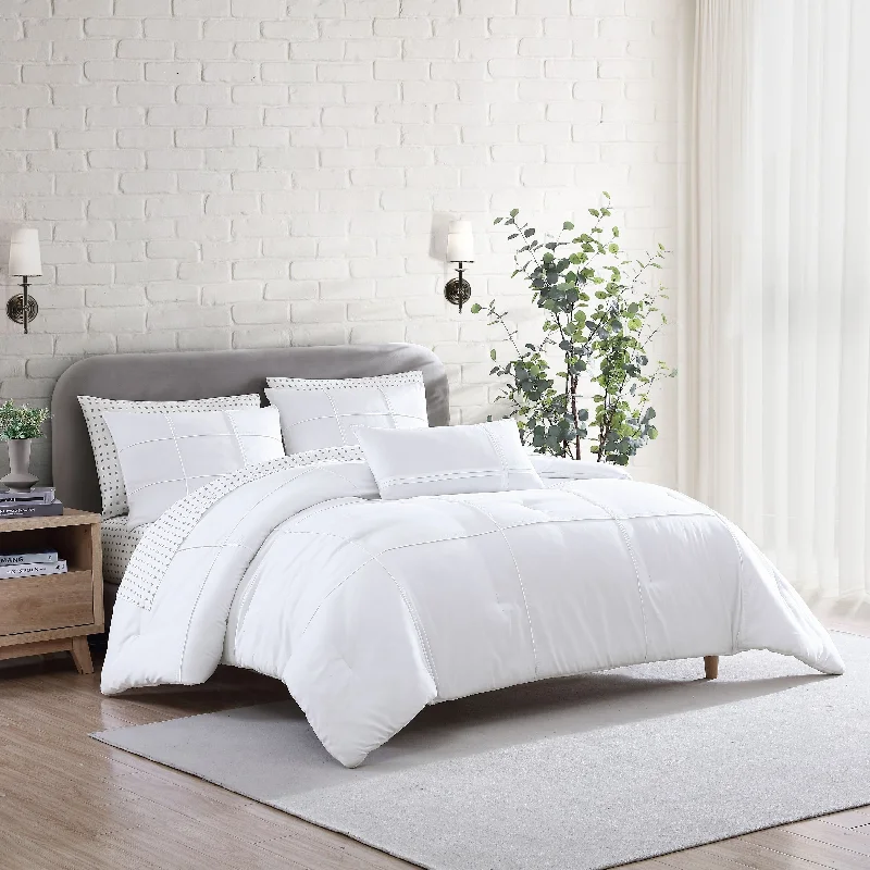 City Scene Solid Microfiber White Duvet Cover Bonus Bedding Set