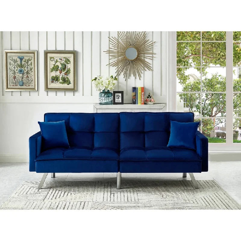 Comfortable Velvet Multi-position Sleeper Sofa Bed