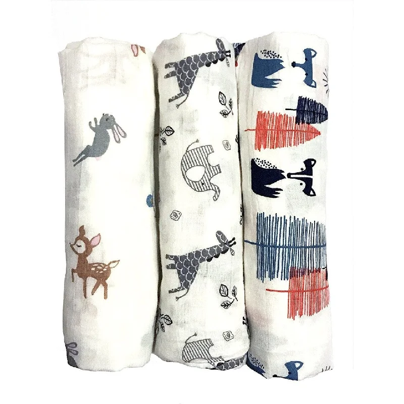 Cotton Muslin Swaddle Blankets, Set of 3