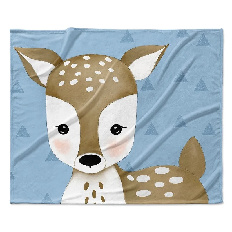 DEER TRIANGLE BLUE Ultra Soft Baby Blanket By Kavka Designs - 40X30