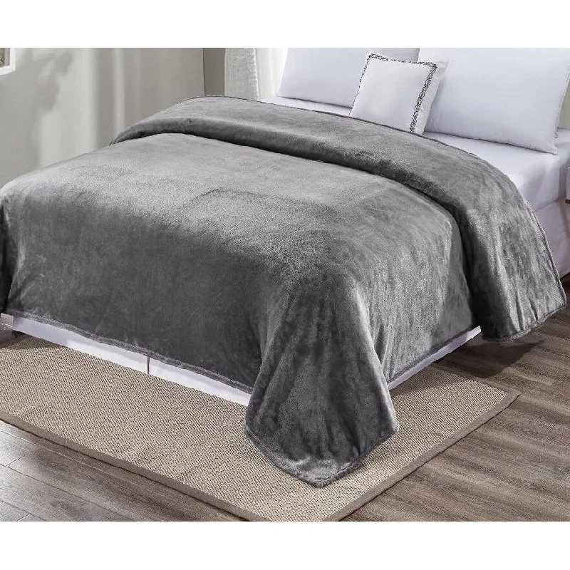 Faith, Hope, Love Home Décor Ultra Lush Twin Size Solid Microplush Blanket (66" X 86") - GRAY