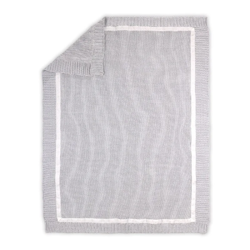 Farmhouse Grey Knit Blanket by The Peanutshell.