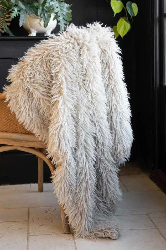 Faux Mongolian Natural Throw