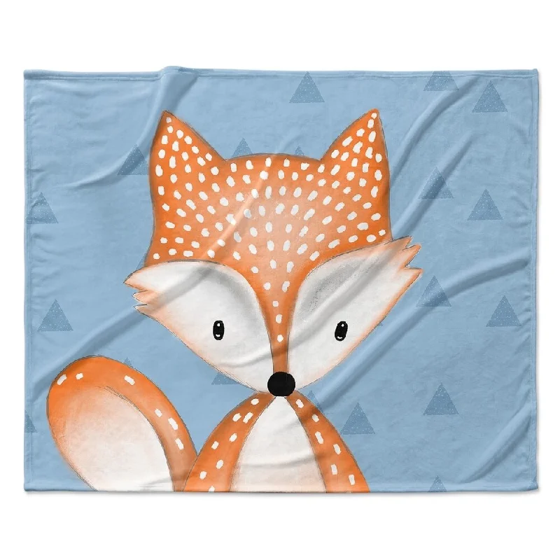 FOX TRIANGLE BLUE Ultra Soft Baby Blanket By Kavka Designs - 40X30