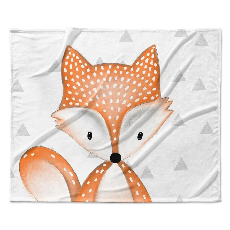 FOX TRIANGLE WHITE Ultra Soft Baby Blanket By Kavka Designs - 40X30