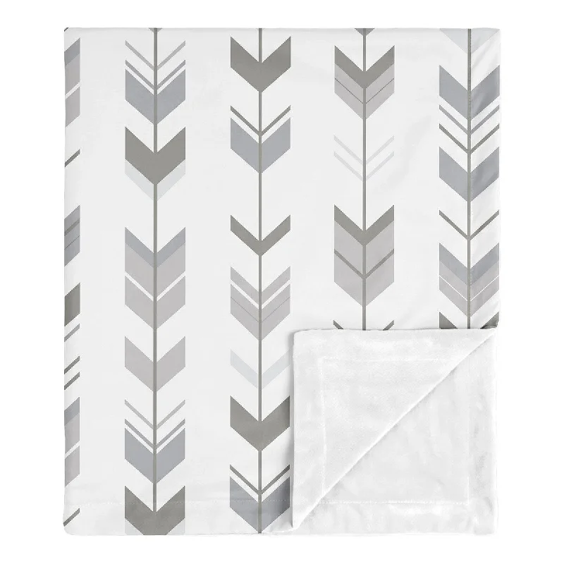 Grey Arrow Collection Boy Girl Baby Receiving Security Swaddle Blanket - Gray and White Woodland Mod Arrow