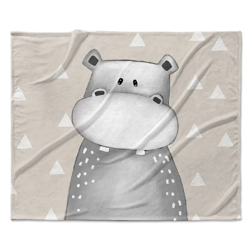 HIPPO TRIANGLE NEUTRAL Ultra Soft Baby Blanket By Kavka Designs - 40X30