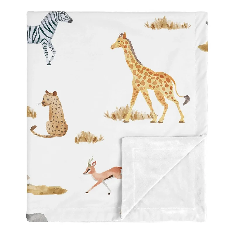 Jungle Animals Baby Receiving Security Swaddle Blanket Green Grey Black and White Safari Elephant Giraffe Lion Leopard Cheetah