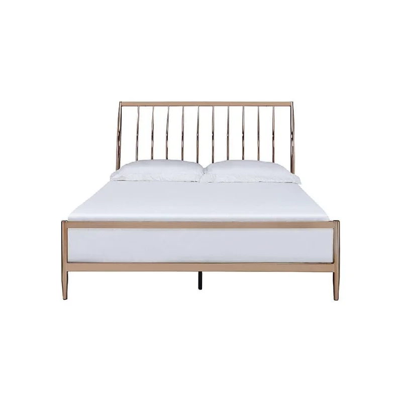 Metal Frame Queen Bed in Copper Finish