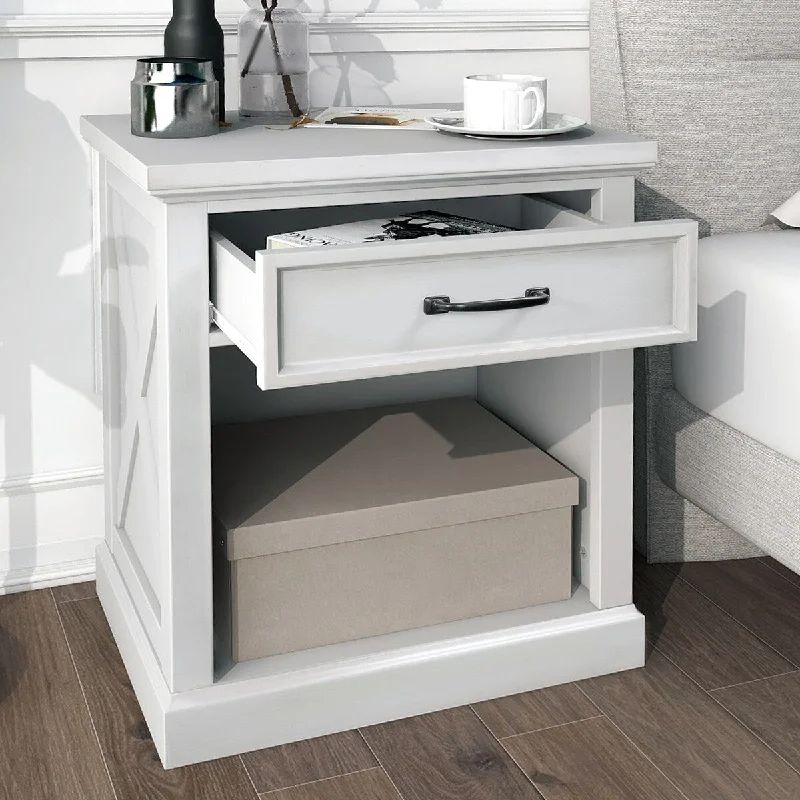 Modern Wooden Nightstand with Drawers Storage for Living Room/Bedroom Easy Assembly