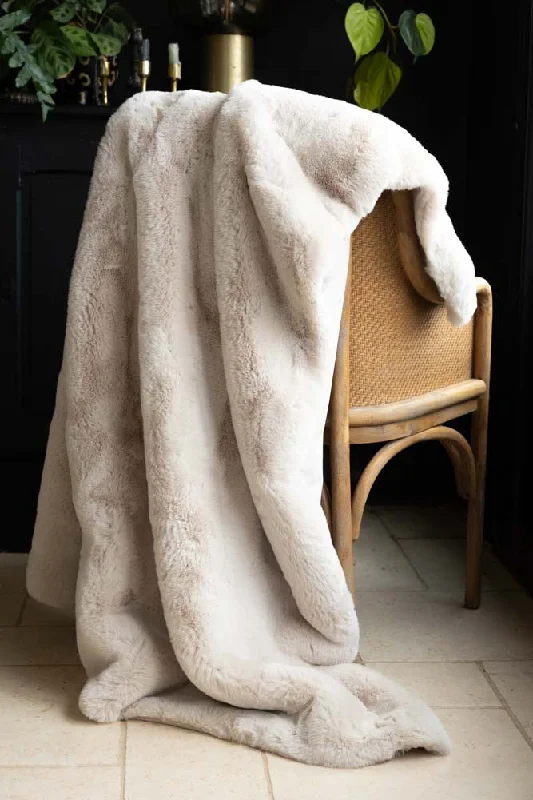 Natural Faux Fur Throw