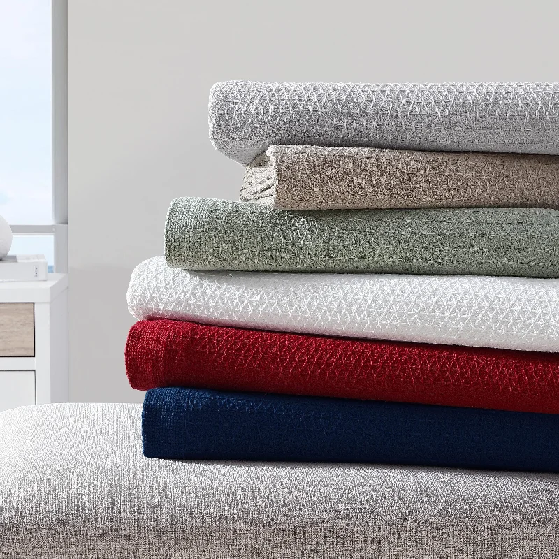 Nautica Baird Diamond Knit Solid Cotton Blanket