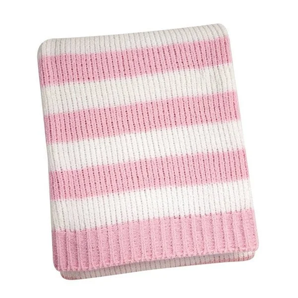 Nautica Girl Pink Chenille Stripe Blanket