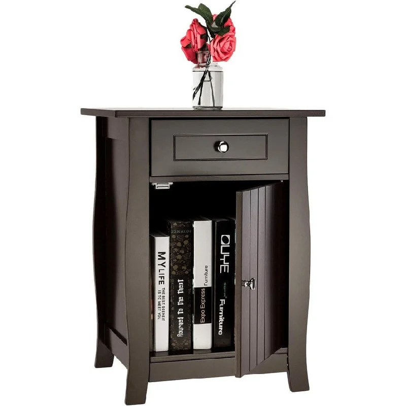 Nightstand, Bedside Table, End Side Table with Drawer & Roomy Storage Cabinet, 13.7"D x 17.7"W x 23.6"H