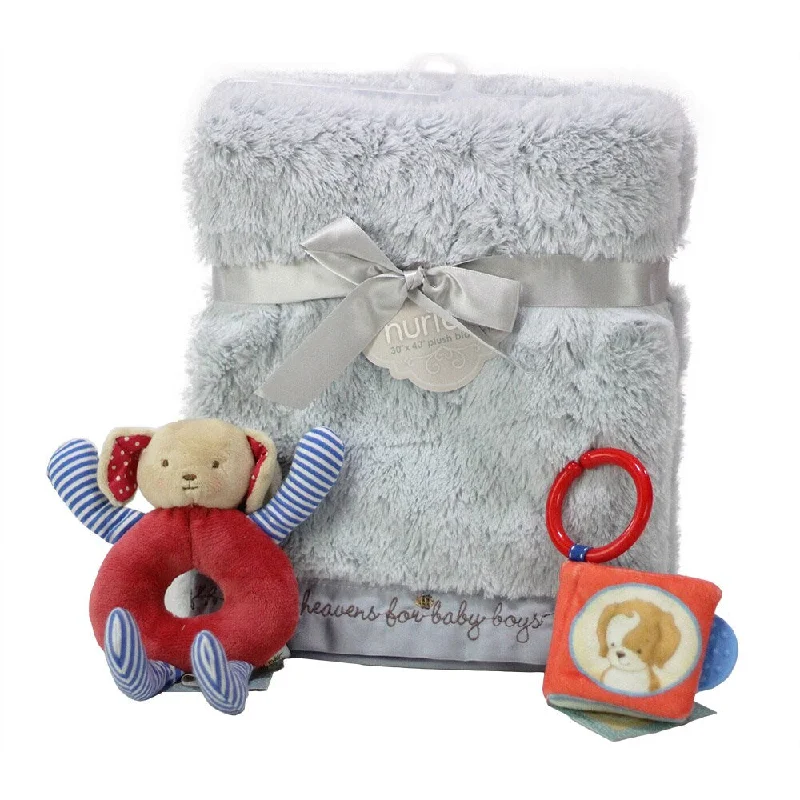 Nurture Luxury Baby Boy Blanket and Toys Gift Set