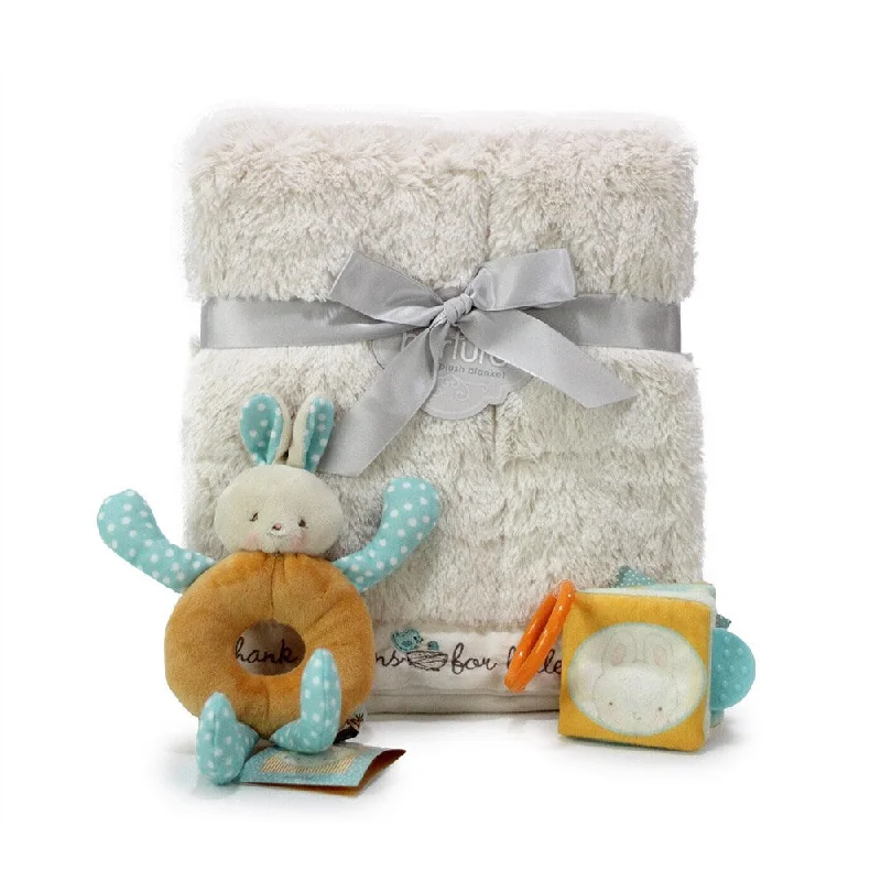 Nurture Luxury Neutral Baby Blanket and Toys Gift Set