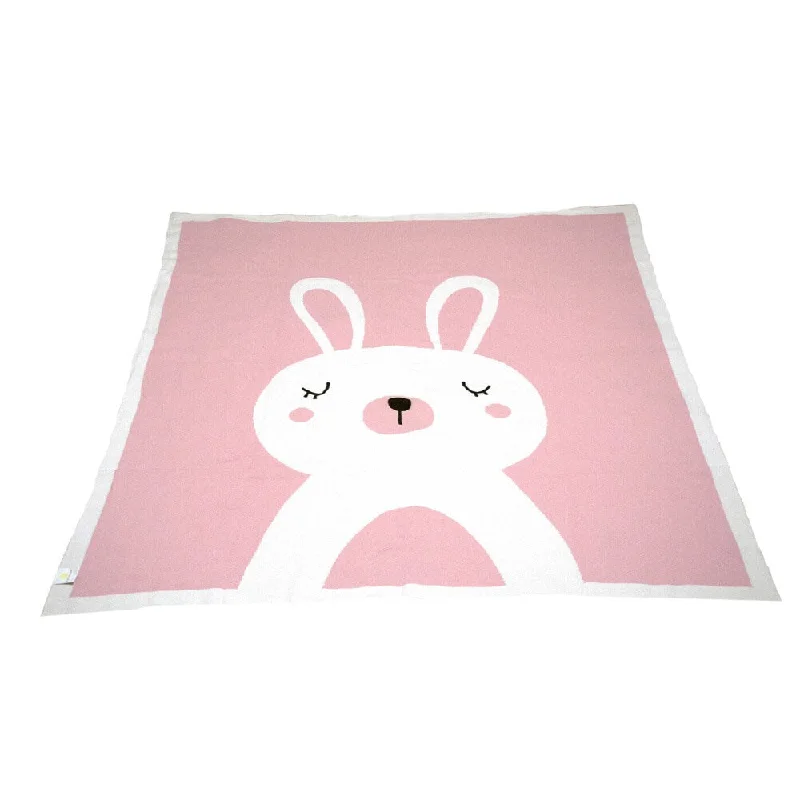 Pink Lemonade Pink/White Bunny Cotton Baby Blanket