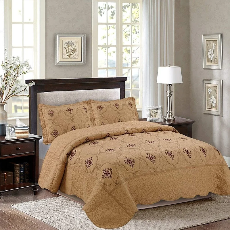 Porch & Den Heceta Embroidered 3-piece Bed Coverlet Set