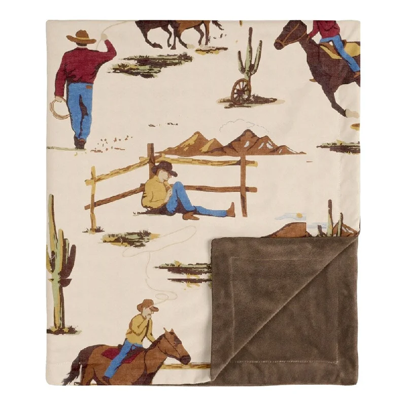 Sweet Jojo Designs Cowboy Wild West Collection Boy Baby Receiving Security Swaddle Blanket - Tan and Red