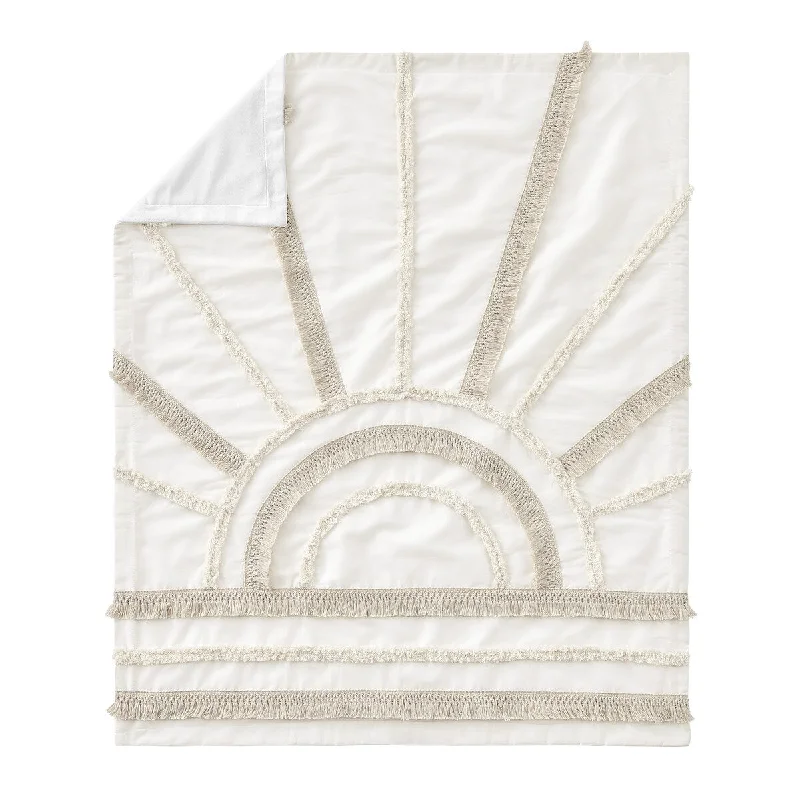 Sweet Jojo Designs Ivory Boho Chic Sun Boy Girl Baby Receiving Security Swaddle Blanket Cotton Bohemian Gender Neutral Fringe