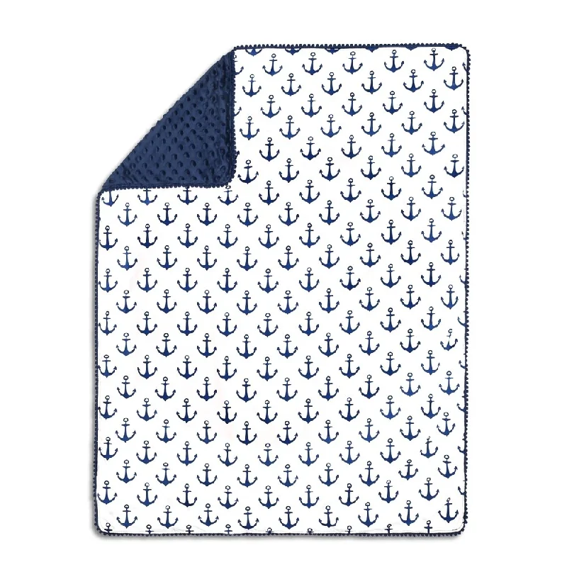 The Peanutshell Navy Anchor Pompom Blanket.