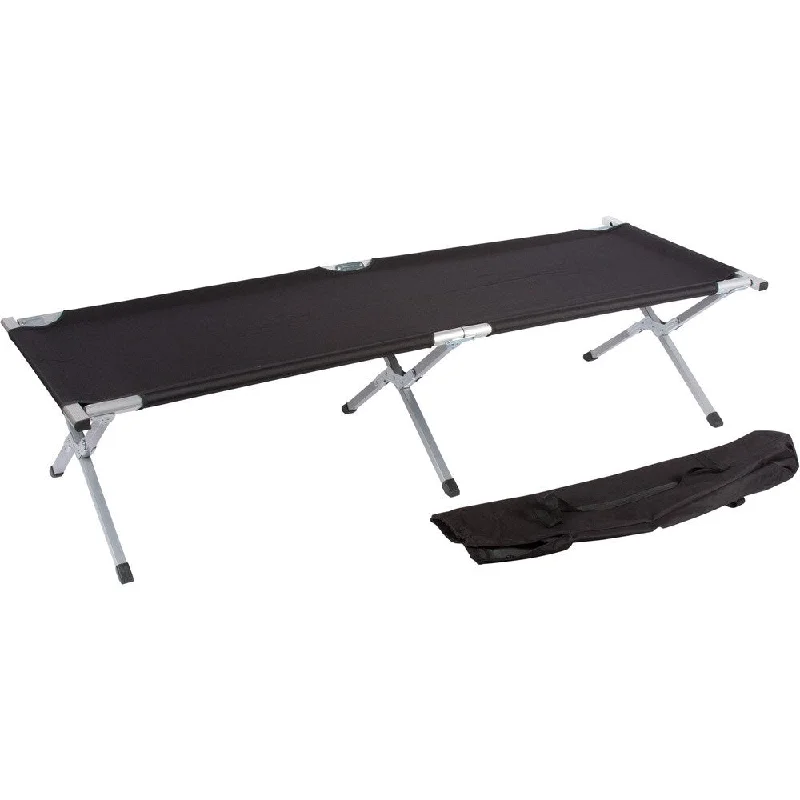 Trademark Innovations Aluminum Portable Folding Camping Bed and Cot Portable Bed 260-pounds Capacity - Black