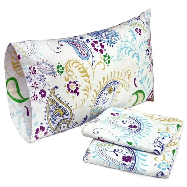 Tribeca Living Paisley Garden Printed Deep Pocket Flannel Bed Sheet Set