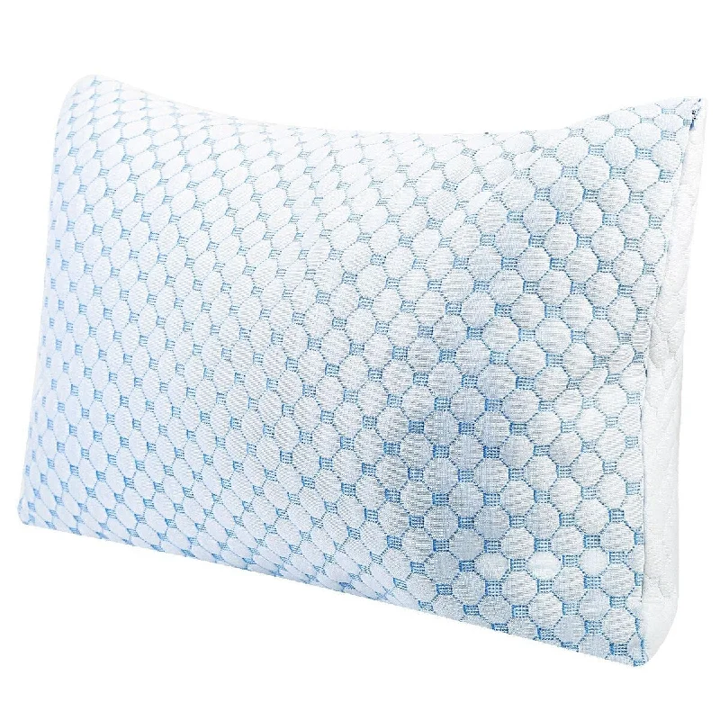 1Pc King Ventilated Cooling Memory Foam Pillow - Blue