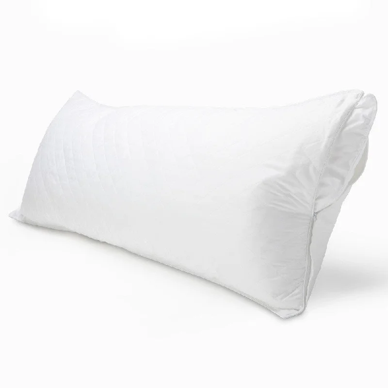 300 Thread Count Cotton Sateen Quilted Body Pillow Protector with Zipper (Set of 2)