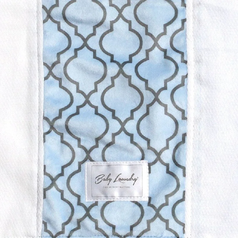 Blanket Love Blue Lattice Burpie Unisex 2 Piece Set, 13" x 17" - 13" x 17"