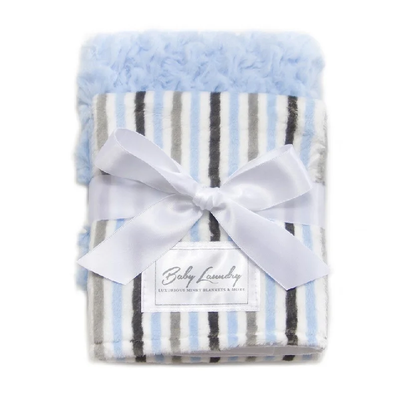 Blanket Love Blue Stripe Burpie Unisex 2 Piece Set, 13" x 17" - 13" x 17"