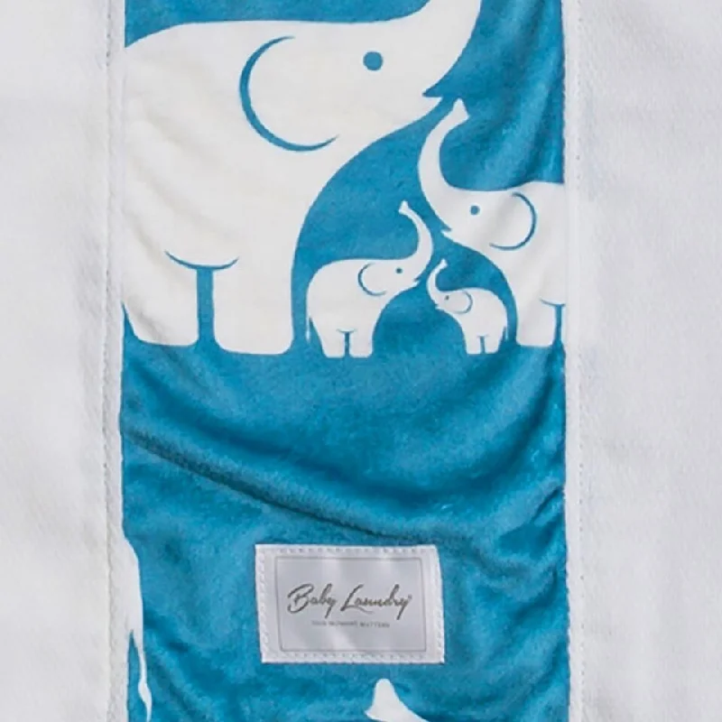 Blanket Love Coastal Blue Elephant Burpie Unisex 2 Piece Set, 13" x 17" - 13" x 17"