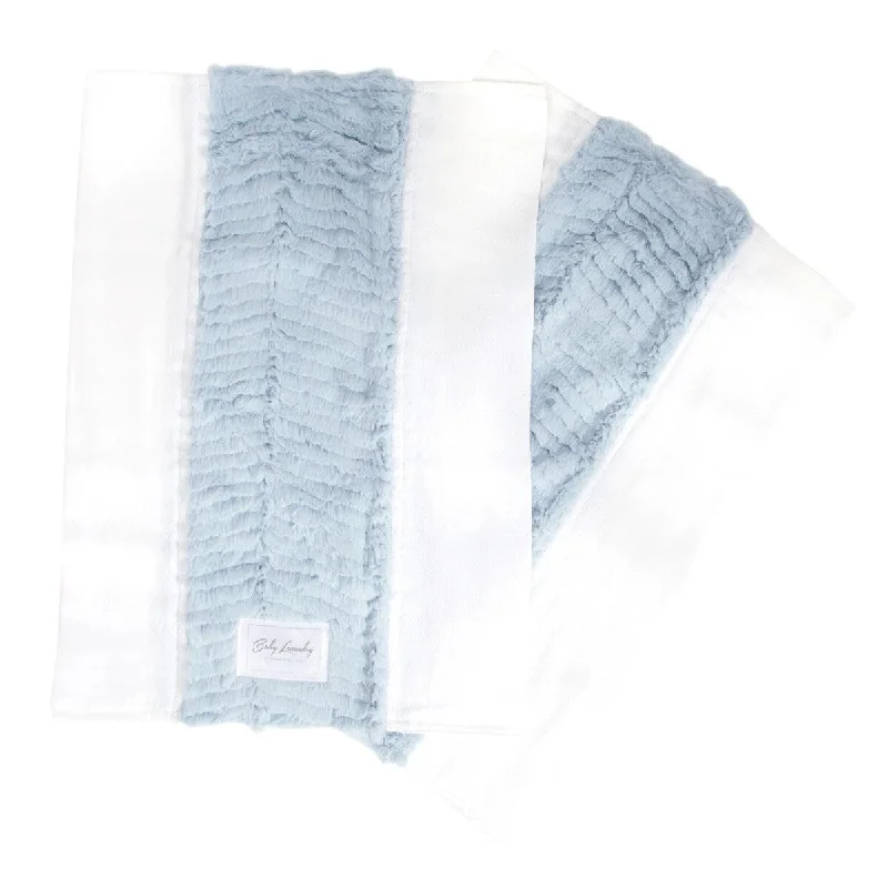 Blanket Love Glacier Blue Herringbone Burpie Unisex 2 Piece Set, 13" x 17" - 13" x 17"