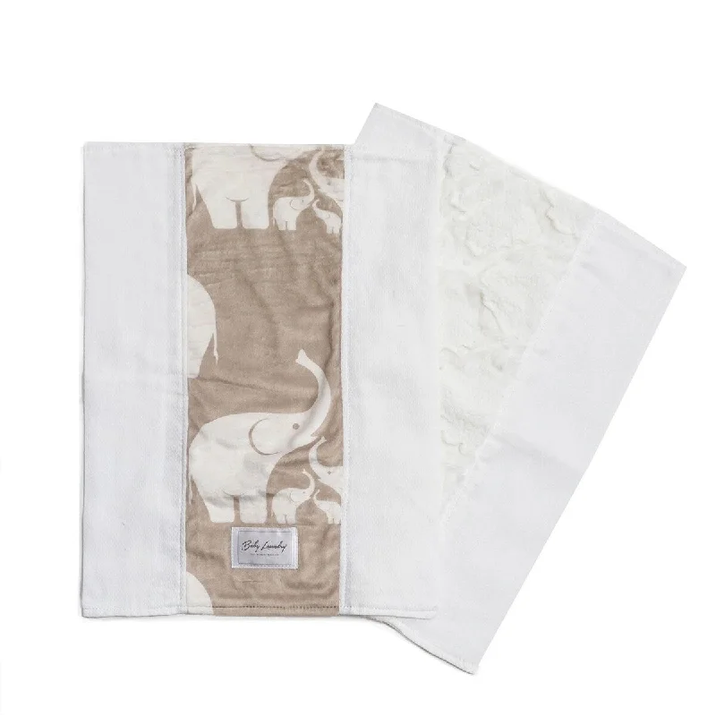 Blanket Love Linen Elephant Burpie Unisex 2 Piece Set, 13" x 17" - 13" x 17"