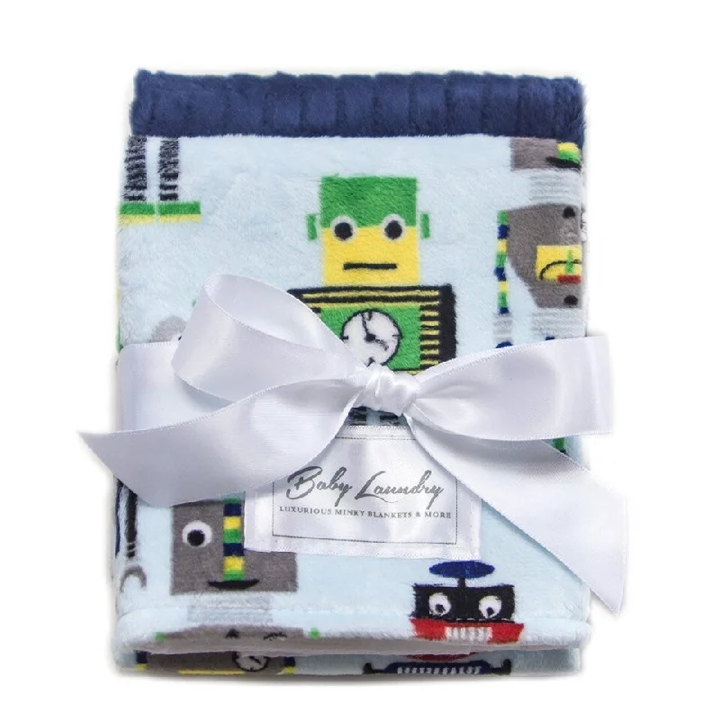 Blanket Love Robots Burpie Unisex 2 Piece Set, 13" x 17" - 13" x 17"