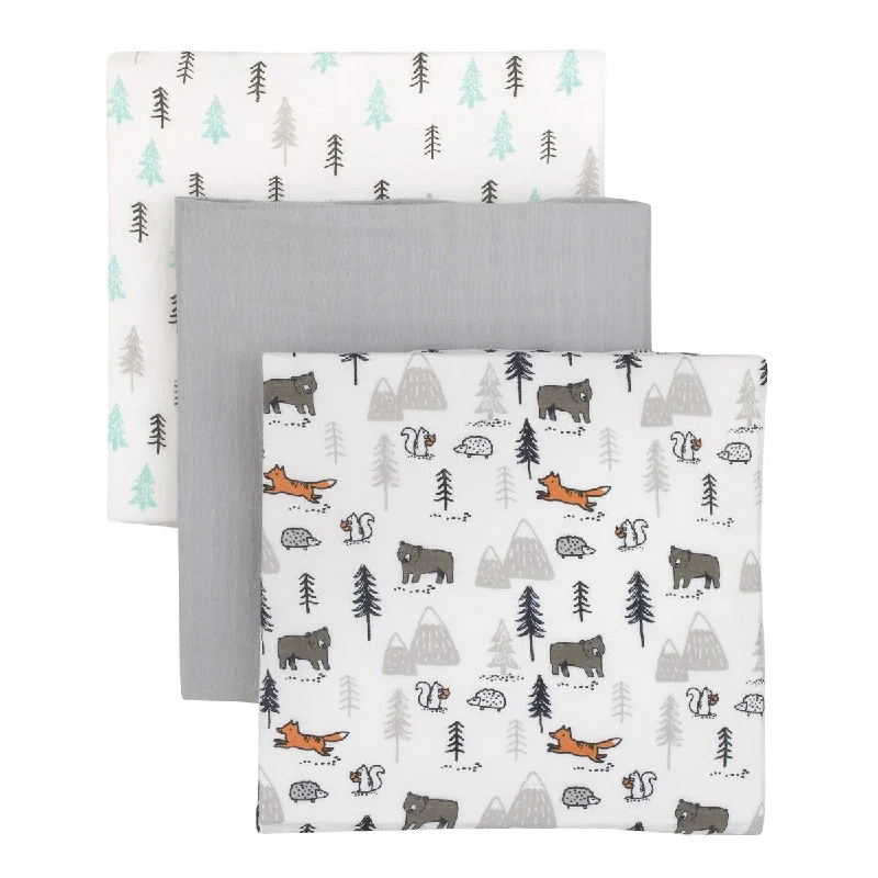 Carter's Woodland Friends 100% Cotton 3pk Muslin Swaddle Blankets