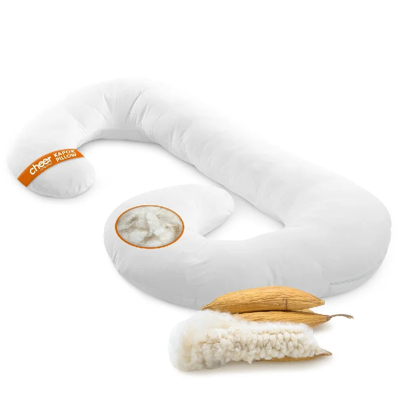 Cheer Collection J-Shape Kapok Pregnancy Body Pillow with Washable Cover