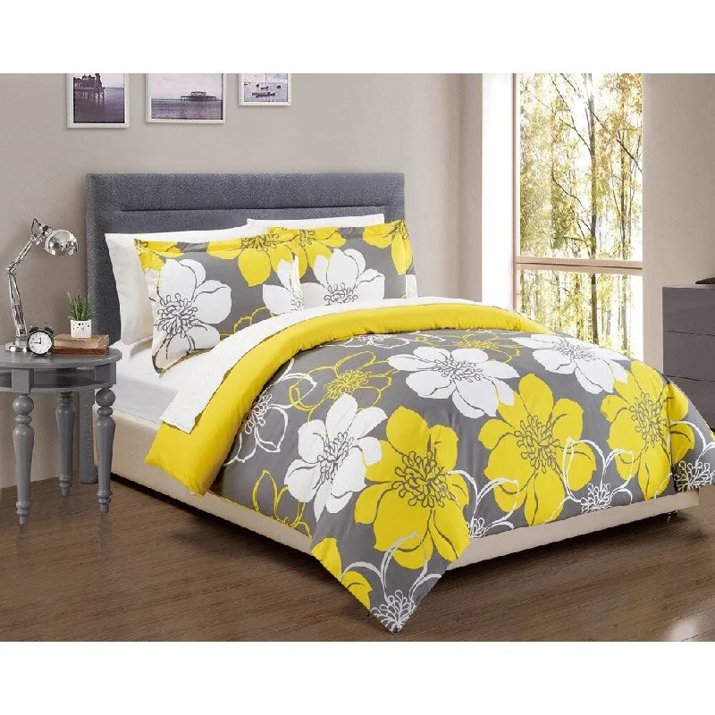 Chic Home 3-Piece Celosia Yellow Duvet Cover Set