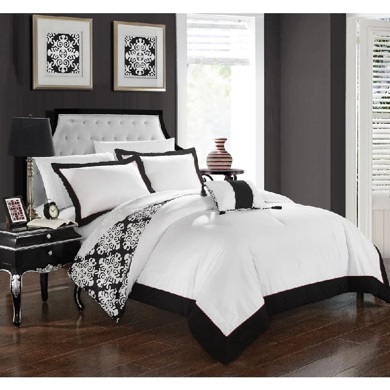 Chic Home 8-Piece Maribeth BIB Black Duvet Set