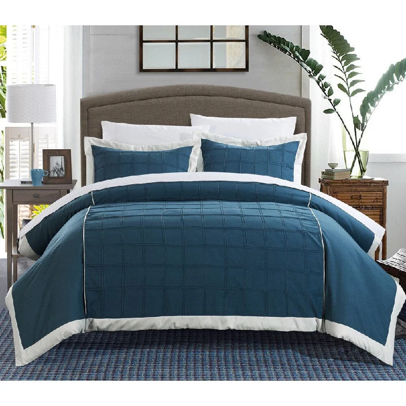 Chic Home Angevin Pintuck Color Block 7-piece Duvet Cover Set