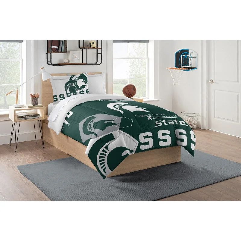 COL 849 Michigan State Hexagon Take F/Q Comforter Set